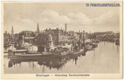ansichtkaart: Groningen, Hoendiep Eendrachtkade