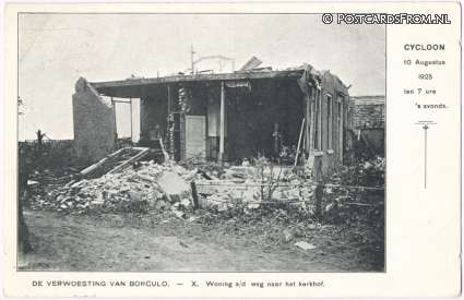 ansichtkaart: Borculo, De verwoesting van Borculo - X. Woning a.d. weg naar het kerkhof