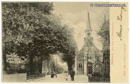ansichtkaart: Santpoort, Prot. Kerk en Gemeenteschool