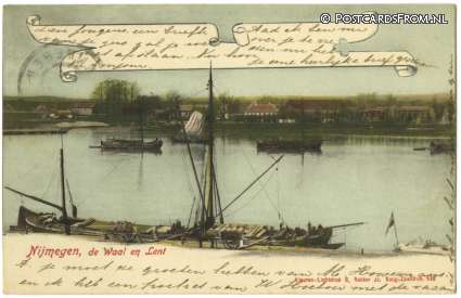 ansichtkaart: Nijmegen, de Waal en Lent