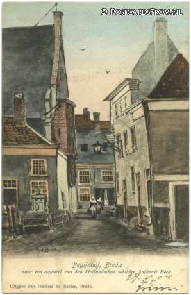 ansichtkaart: Breda, Begijnhof, naar een aquarel van Anthonie Beek