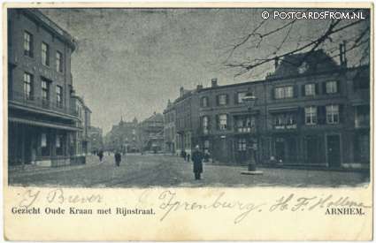 ansichtkaart: Arnhem, Gezicht Oude Kraan met Rijnstraat