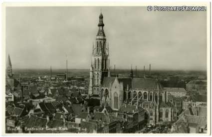 ansichtkaart: Breda, Panorama Grote Kerk