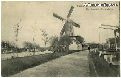 ansichtkaart: Hazerswoude-Dorp, Rijndijk. Rembrandts Molenzicht