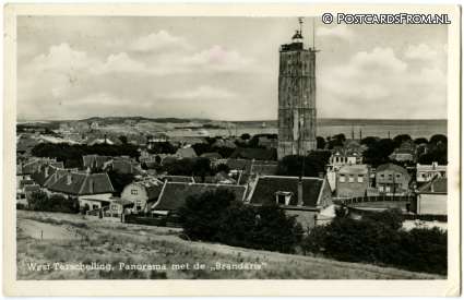 ansichtkaart: Terschelling West, Panorama met de 'Brandaris'