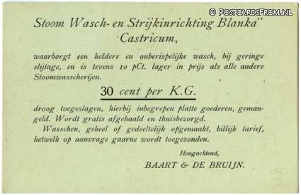 ansichtkaart: Castricum, Stoom Wasch- en Strijkinrichting Blanka
