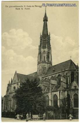 ansichtkaart: Hulst, De gecombineerde R. Kath. en Herv. Kerk
