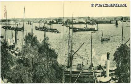 ansichtkaart: Rotterdam, Panorama op 2 kaarten (van 3?4)