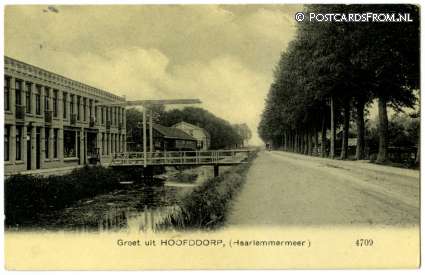 ansichtkaart: Hoofddorp, Kruisweg. Groet uit. Haarlemmermeer
