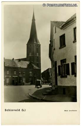 ansichtkaart: Schinveld, Gezicht op toren St. Eligius kerk