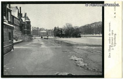 ansichtkaart: 's-Gravenhage, Den Haag onder de sneeuw. 3 Feb. 1912. Vijverberg