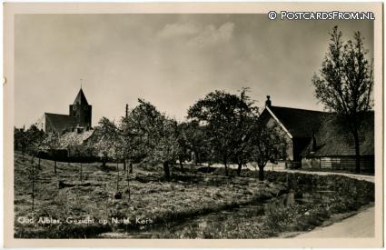 ansichtkaart: Oud-Alblas, Gezicht op N.H. Kerk