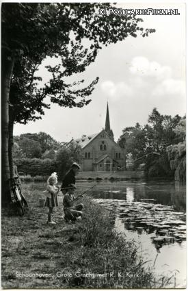 ansichtkaart: Schoonhoven, Grote Gracht met R.K. Kerk
