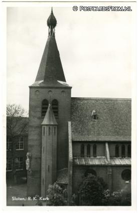 ansichtkaart: Sloten NH, R.K. Kerk