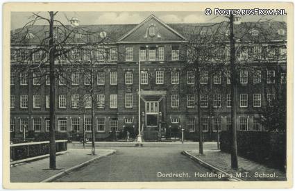 ansichtkaart: Dordrecht, Hoofdingang M.T. School
