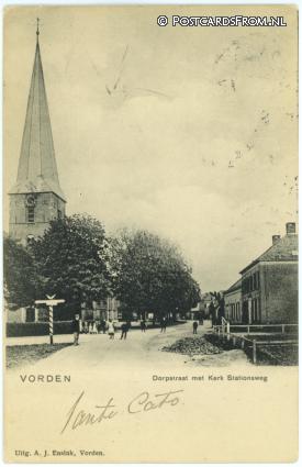 ansichtkaart: Vorden, Dorpstraat met Kerk Stationsweg