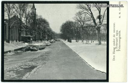 ansichtkaart: 's-Gravenhage, Onder de sneeuw. Februari 1912. Princessegracht