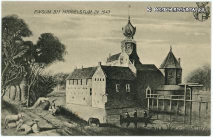 ansichtkaart: Middelstum, Ewsum in 1640
