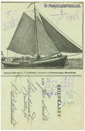 ansichtkaart: Wemeldinge, Getuigd 1905 door L.J. Florusse, Zeilmaker en Scheepstuiger