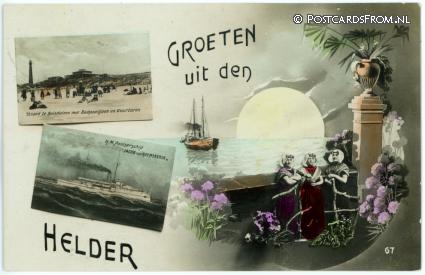 ansichtkaart: Den Helder, Groeten uit. Pantserschip 'Jacob van Heemskerck'