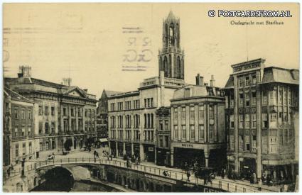 ansichtkaart: Utrecht, Oudegracht met Stadhuis