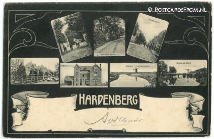 ansichtkaart: Hardenberg, Voorstraat - Station - De Vecht