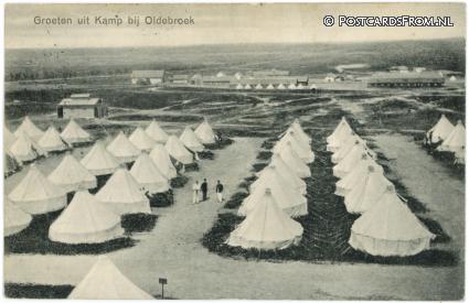 ansichtkaart: Oldebroek Legerplaats, Groeten uit het Kamp bij Oldebroek
