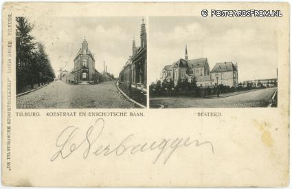 ansichtkaart: Tilburg, Koestraat en Enschotsche Baan - Besterd