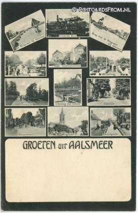 ansichtkaart: Aalsmeer, Groeten uit