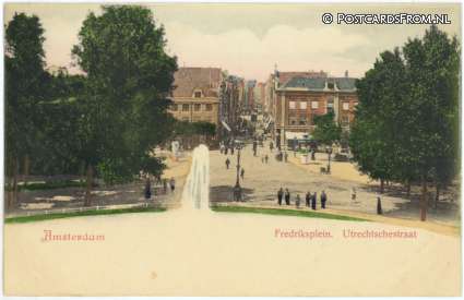 ansichtkaart: Amsterdam, Fredriksplein. Utrechtschestraat