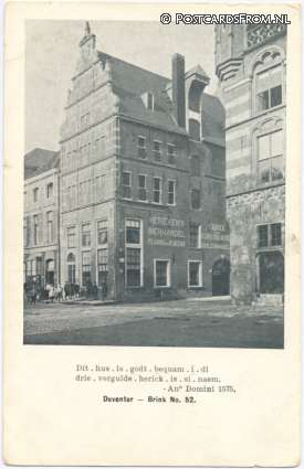 ansichtkaart: Deventer, Brink No. 52. Heineken Bierhandel Floors en Jeukens