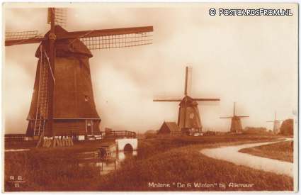 ansichtkaart: Alkmaar, Molen 'De 6 Wielen'