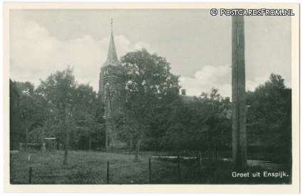 ansichtkaart: Enspijk, Groet uit. Kerk