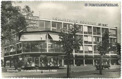 ansichtkaart: Enschede, Winkelgalerij Boulevard 1959