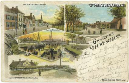 ansichtkaart: Bad Nieuweschans, Groeten uit