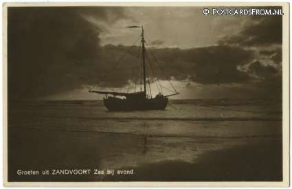 ansichtkaart: Zandvoort, Zee bij avond