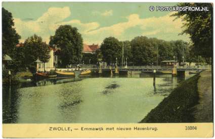 ansichtkaart: Zwolle, Emmawijk met nieuwe Havenbrug
