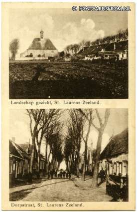 Sint Laurens, Landschap gezicht - Dorpstraat ansichtkaart: Sint Laurens, Landschap gezicht - Dorpstraat