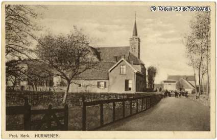 Hurwenen, Prot. Kerk ansichtkaart: Hurwenen, Prot. Kerk
