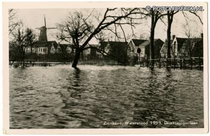 ansichtkaart: Zierikzee, Watersnood 1953. Driekoningenlaan