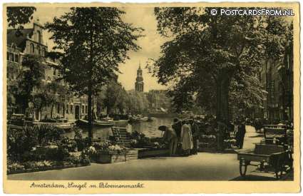 ansichtkaart: Amsterdam, Singel m. Bloemenmarkt