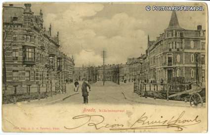 ansichtkaart: Breda, Wilhelminastraat
