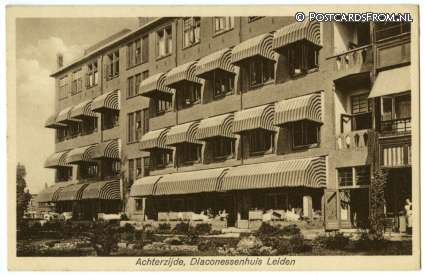ansichtkaart: Leiden, Diaconessenhuis, Achterzijde