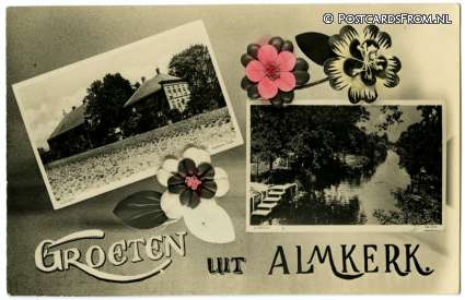 ansichtkaart: Almkerk, Groeten uit