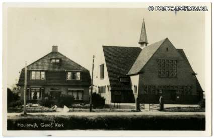 ansichtkaart: Haulerwijk, Geref. Kerk