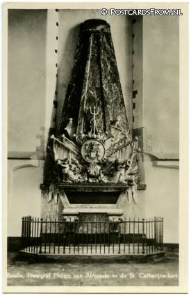 ansichtkaart: Brielle, Praalgraf Philips van Almonde in de St. Catharijne-kerk