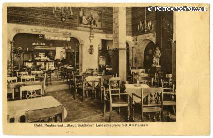 ansichtkaart: Amsterdam, Cafe, Restaurant 'Stadt Schanke', Leidscheplein 5-9