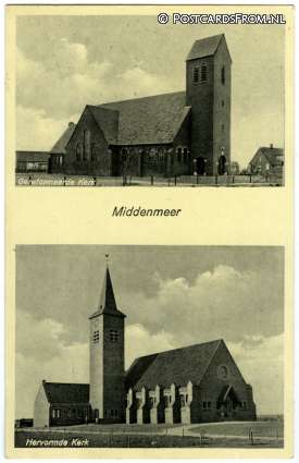 Middenmeer, Geref. Kerk - Herv. Kerk ansichtkaart: Middenmeer, Geref. Kerk - Herv. Kerk