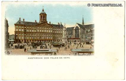ansichtkaart: Amsterdam, Dom Paleis en Kerk