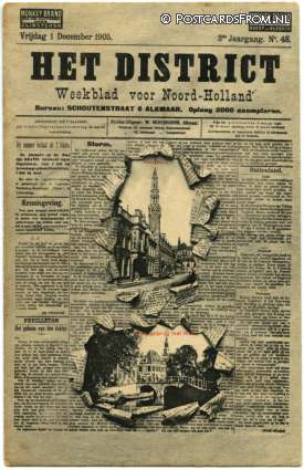ansichtkaart: Alkmaar, Het District. Weekblad voor Noord-Holland